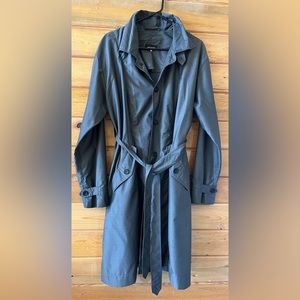 ESKANDAR Trench Coat Beautiful Lightweight Charcoal button up cinch/ tie…